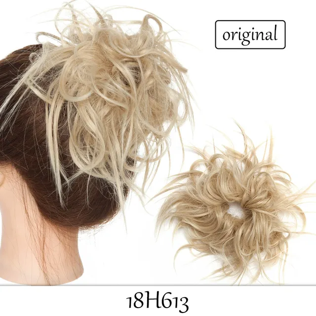 HAIRRO 80g Straight Donut Chignon Hairpieces Synthetic Ombre Elastic Updo Chignon Fluffy Messy Scrunchies Hair Bun For Women 18H613-45g