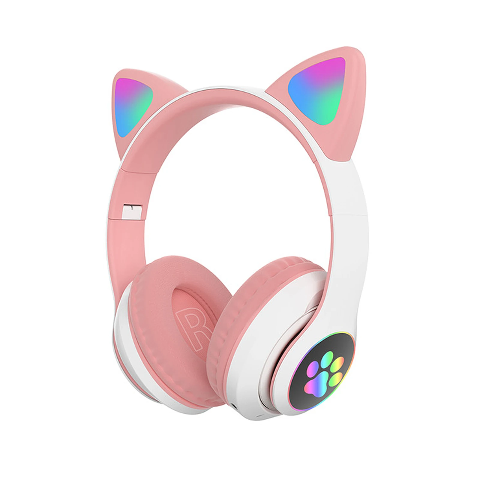 STN-28 Over Ear Music Headset Glowing Cat Headphones Wireless Bluetooth 5.0 Earphone with Mic TF Card Colorful LED Lights | Электроника