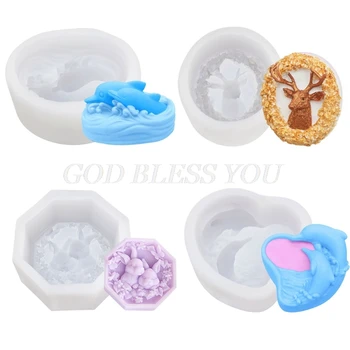 

4Pcs Handmade Silicone Soap Molds for Soap Cake Jelly Making Deer Rabbit Dolphin Design Soap Moulds Soap Making Supplies
