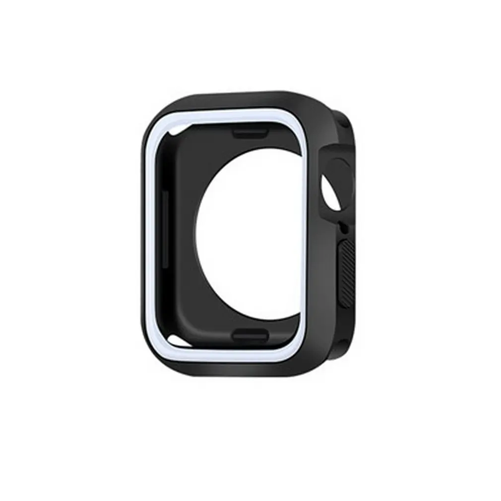 Двухцветная силикагелевая оболочка для Apple, часы четвёртого поколения, мягкий ремешок для часов, замена 40 мм, 44 мм - Цвет: black white