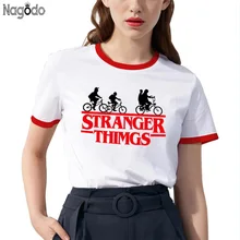 Nagodo футболка с короткими рукавами и надписью летняя футболка с принтом странных вещей и круглым вырезом для пары, Повседневная футболка Harajuku, белая женская футболка