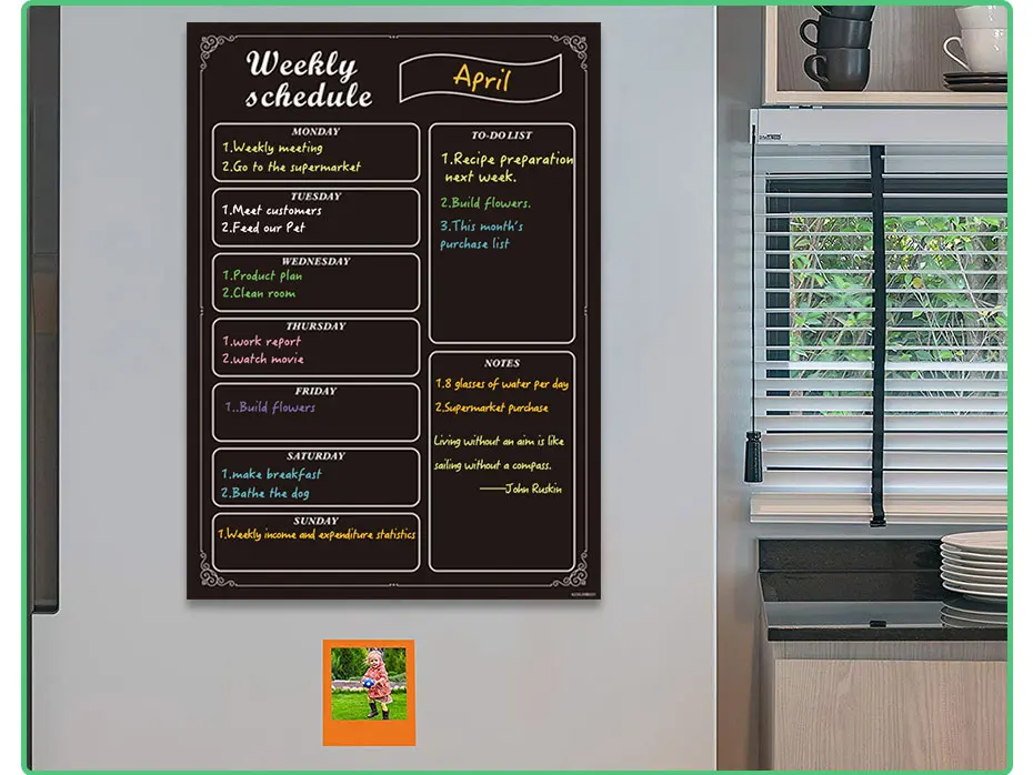 Magnético do Quadro-negro para a Cozinha Planejador do Menu de Tarefas para Fazer a Lista com 8 Calendário Geladeira Quadro Etiqueta Agenda Semanal Marcadores 10 High Quality Material escolar e de escritório