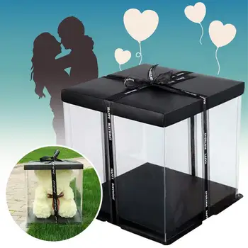 

Foldable Flower Box PVC Wedding Rose Festival DIY Gift Box Wrapping Gift Case Living Room Valentine'S Day Party Beautiful
