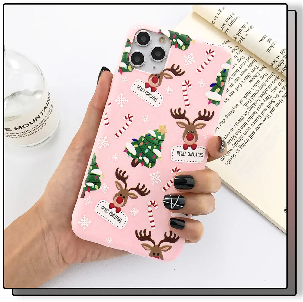 Ottwn Christmas Santa Claus Elk Phone Case For iPhone 13 12 11 Pro Max Mini X XS XR 7 8 6 Plus SE 2020 Soft TPU Silicone Cover apple iphone 13 case