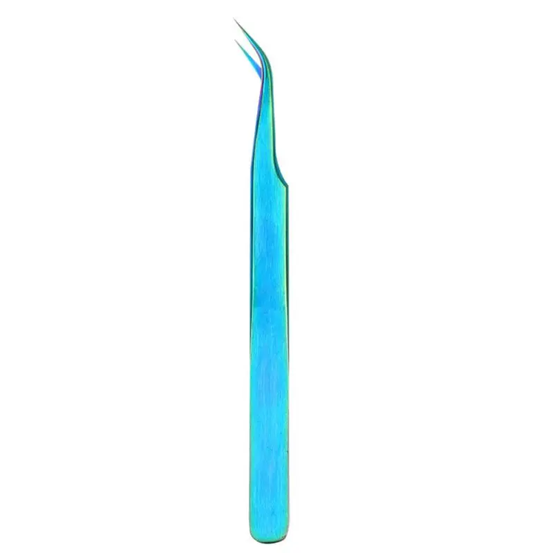 1 Rainbow Stainless Steel Precision Tweezers Curved Straight Rhinestones Picker Eyebrow Eyelash Nipper Clip Manicure Nail Art Tool - Цвет: 1