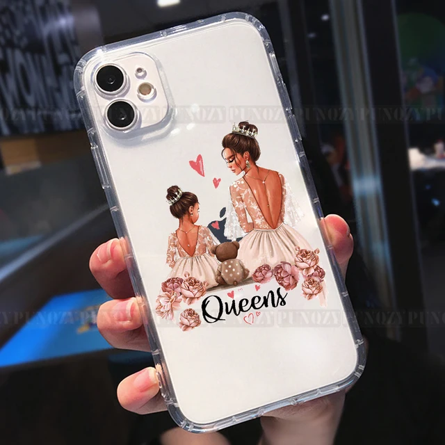 Cute girl Super MoM Baby Phone Case For iPhone 12 PRO 13 pro max XR 11 PRO MAX 8 7 6 plus XS MAX Father's Day Love Soft TPU Case w2025