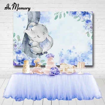 

InMemory Elephant Baby Shower Newborn Party Backdrops For Photo Studio Dumbo Kids 1st Birthday Party Photography Backgrounds