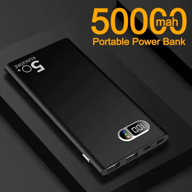 65w power bank 50000mAh Mini Power Bank with Digital Display Portable Charge Powerbank Built In Cables External Battery Fast Charger For iPhone samsung battery pack