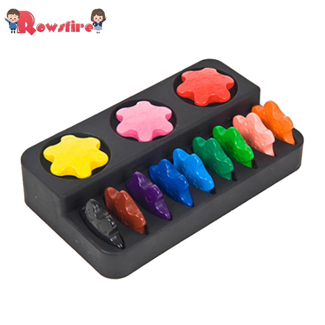 

Rowsfire 12 Colors Non-toxic Snowflake Shape Paint Crayons Palm Handle Washable Sticks Crayons for Children Toddlers