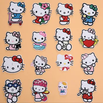 

100pcs/lot Embroidery Patches Cat Kitty Rose Cute Animal Biker Clothing Decoration Accessories Diy Iron Heat Transfer Applique