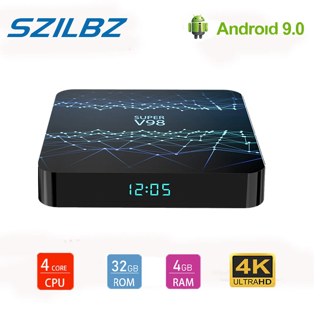 

V98 Android 9.0 TV Box 4GB RAM 64GB ROM 2.4G WiFi Smart Media Player RK3318 Quad Core 2GB 16GB H.265 4K HDR USB 3.0 Set Top Box