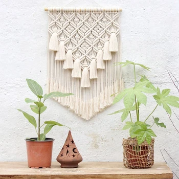 

Macrame Wall Hanging Home Decor 100% Handmade Geometric Boho Decoration Chic Tapestry for Living Room 80cmx40cm