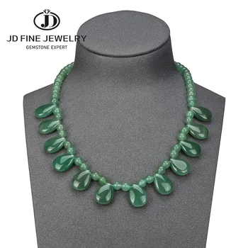 

JD DIY Nature Green Jade Stone Pendant Necklace Fashion Statement Chain Necklace Jewelry for Girls Woman Indian Tribal Jewelry