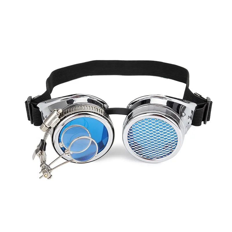 045 Silver Модные мужские и женские Новое поступление модные сварочные защитные очки в стиле стимпанк с заклепками ретро готические Косплей панк очки 9 цветов - Цвет линз: 045 Silver