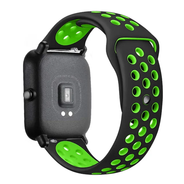 20mm/22mm Silicone band For Amazfit GTS 3/Pro/2/2e Mini/GTR 3 42mm/47mm/GTR2/stratos 2/3 Sport Watch Bracelet Amazfit bip strap black-lime