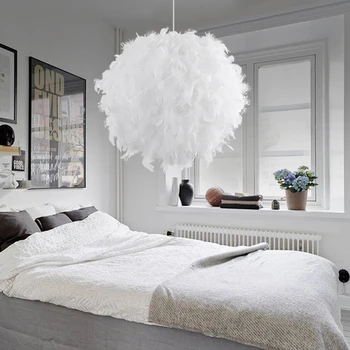 

Bedroom Foyer with Led Bulb Plume Plumage Chandelier Hanging Light Lamp Modern Droplight White Feather Chandelier Light Lamp E27