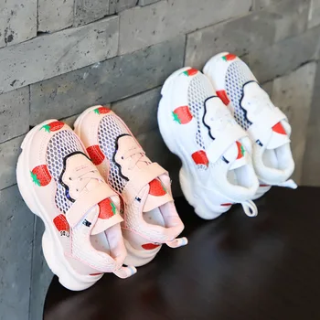 

Girls Sneakers Summer New Hollow Mesh Breathable Children Strawberry Casual White Shoes Kids Toddler Sneakers