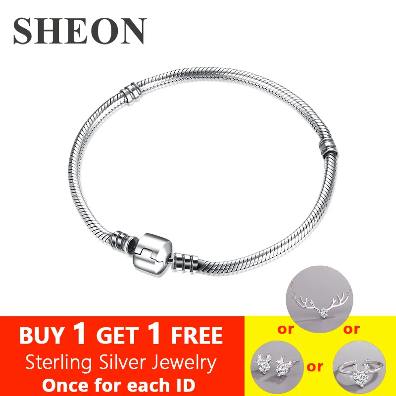 

SHEON 100% 925 Sterling Silver Snake Chain Basic Chain Fit Original Pandora Charms Beads DIY Bracelet for Women Fashion Jewelry