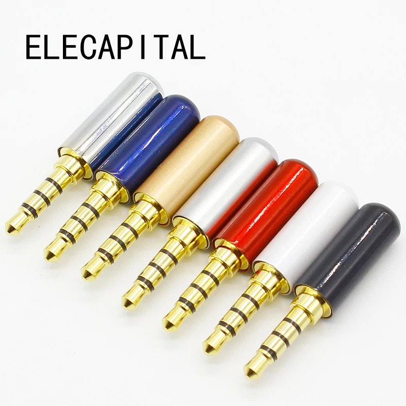 7pcs Copper Gold Plated 1/8" 3.5mm Male Mini Jack Plug Soldering 4 Pole Plug Repair Headphone