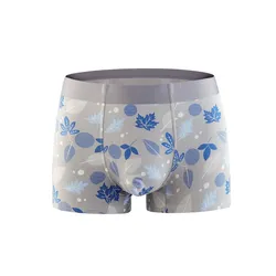 European and American New Style Graphene Men's Underwear Modal Print Seamless Mid-waist Large Size Men's Boxer Shorts Sexy Men
