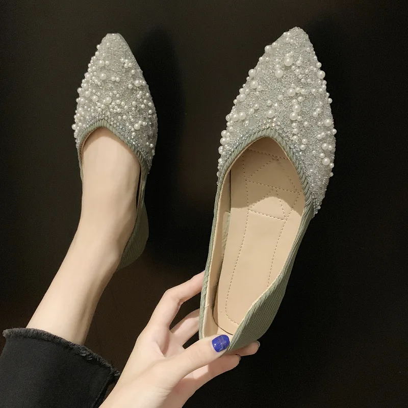 

Pearl 2019 Pointed High Heel Korean-style Autumn Shoe Fashion New Style Low-Cut Foot Covering Shoes Women Shave Versatile White