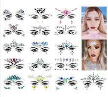 Face Jewely Gem Bling Temporary Tattoo Stickers Prom Party Decor Acrylic Crystal Sticker Body Art for Concert Rave 50pcs