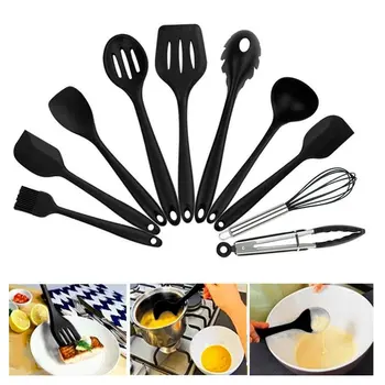 

Kitchen Silicone Non-stick Cooking Spoon Spatula Ladle Egg Beaters Utensils Dinnerware Set Cooking Tools Accessories Supplies