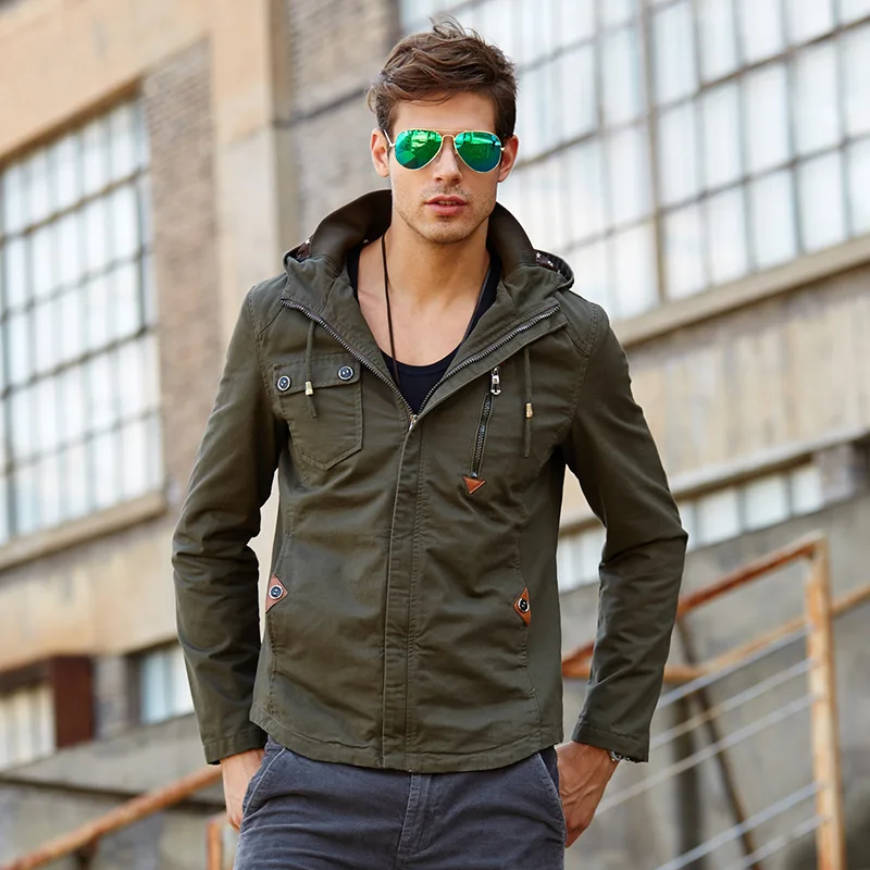 2021 Men Military Pilot Jackets Autumn Brand Hooded Casual Slim Fit ...