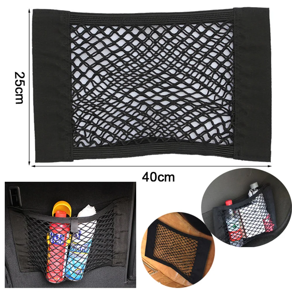 

Car Styling New Car Back Rear Trunk Seat Elastic String Net Storage Mesh Net Bag Luggage Holder Pocket Stickers Trunk Organizer