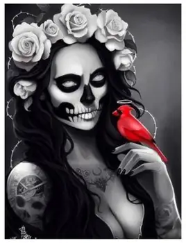 

sugar skull woman diamond painting halloween full rhinestone embroidery picture mosaic sticker diamond tapestry wall paper diy