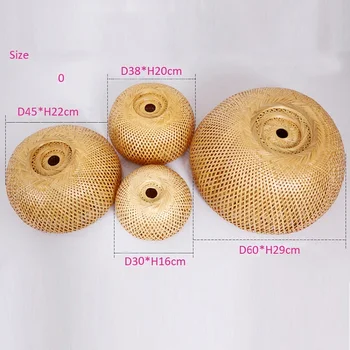 

30cm/38cm/45cm/60cm Bamboo Wicker Rattan Lampshade Hand-Woven double layer bamboo dome lampshade Asian Rustic Japanese Lamp