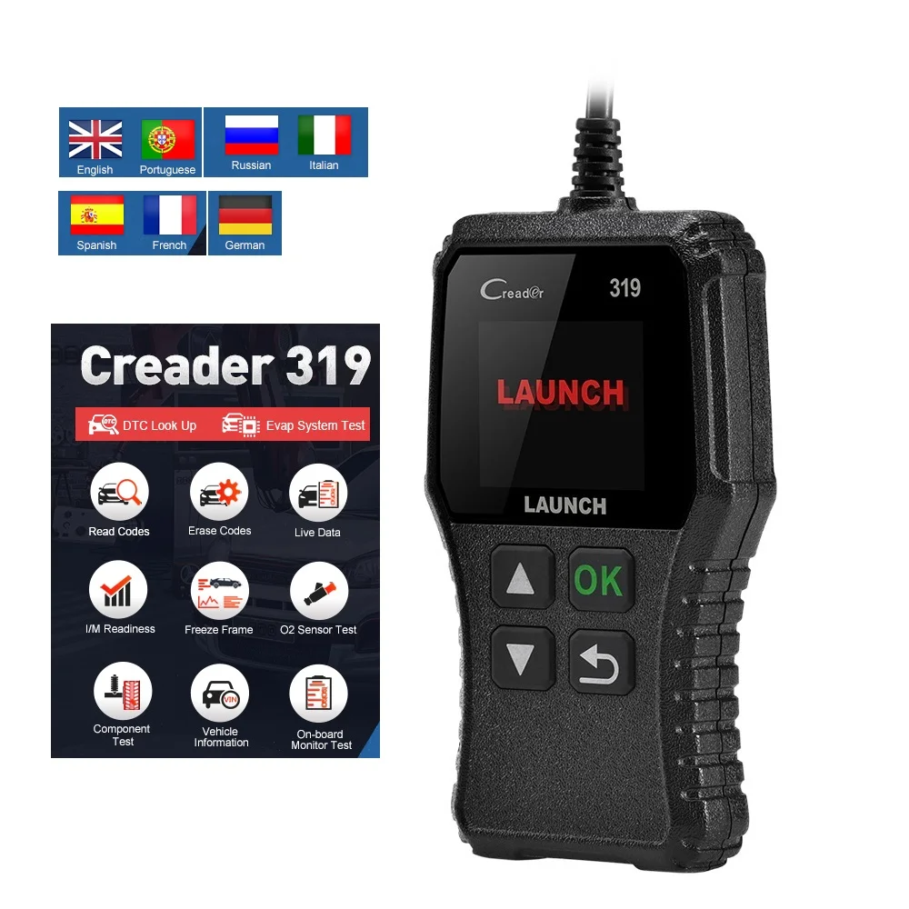 

Launch X431 Creader 319 OBD2 Scanner CR319 Code Reader Automotive Engine Light Check Scan PK AD310 Checks O2 Sensor EVAP Test