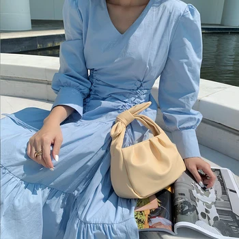 

Spring And Summer 2020 New Yellow Soft Pleated Simple Handbag Pu Women Lipstick Packet Casual Party Pack C716