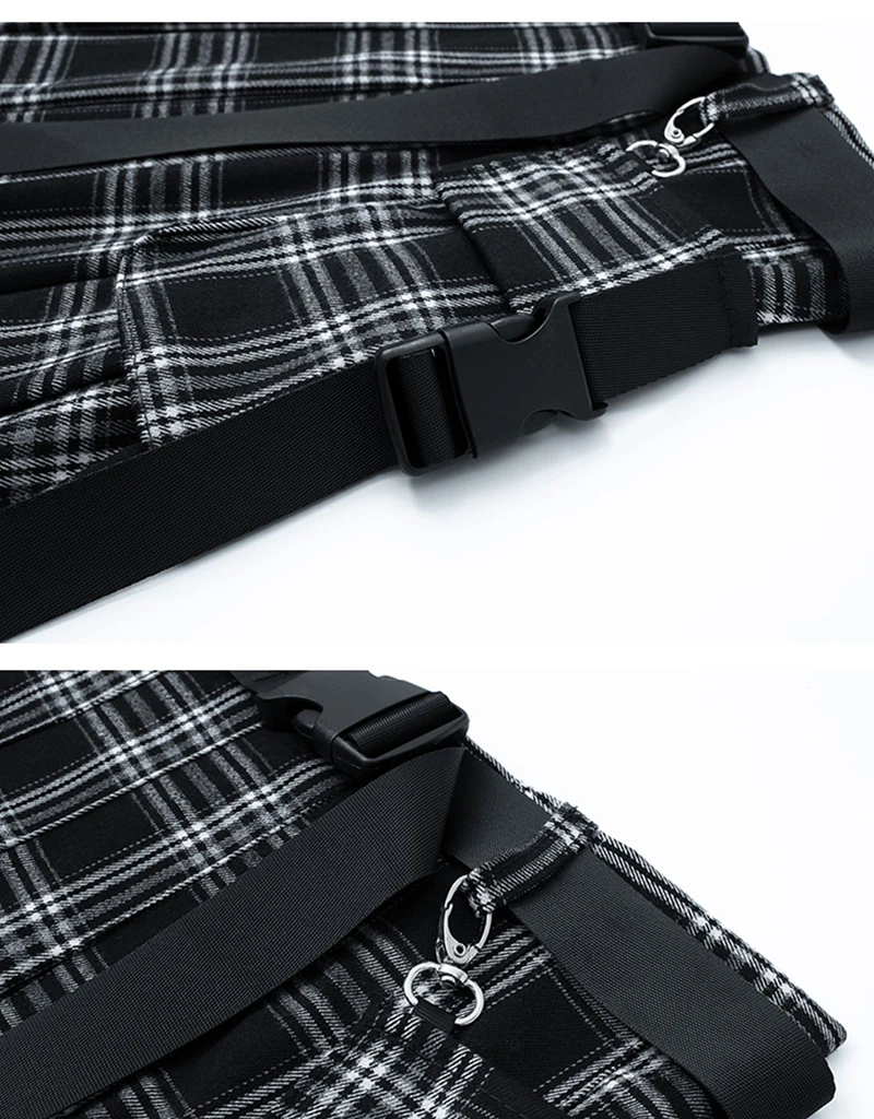 [EAM] High Waist Black Plaid Printed Buckle Temperament Half-body Skirt Women Fashion Tide New Spring Summer 2020 1X535