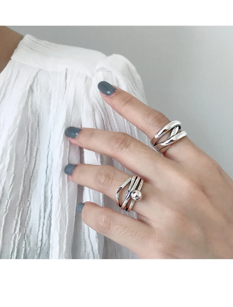 Стерлингового серебра 925 Многослойные кольца для женщин bijoux femme, можное обручальное кольцо anelli donna серебро 925 ювелирные изделия