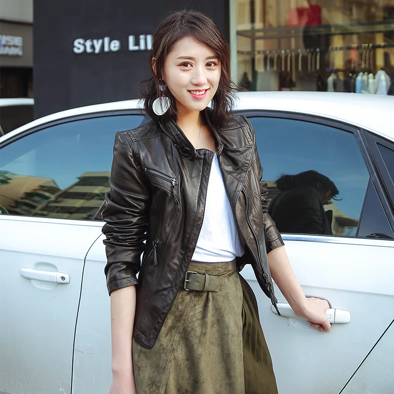 

Vintage Women 2020 Spring Autumn Sheepskin Genuine Leather Slim Motrocycle Jacket Veste Femme QBL-05 YY637