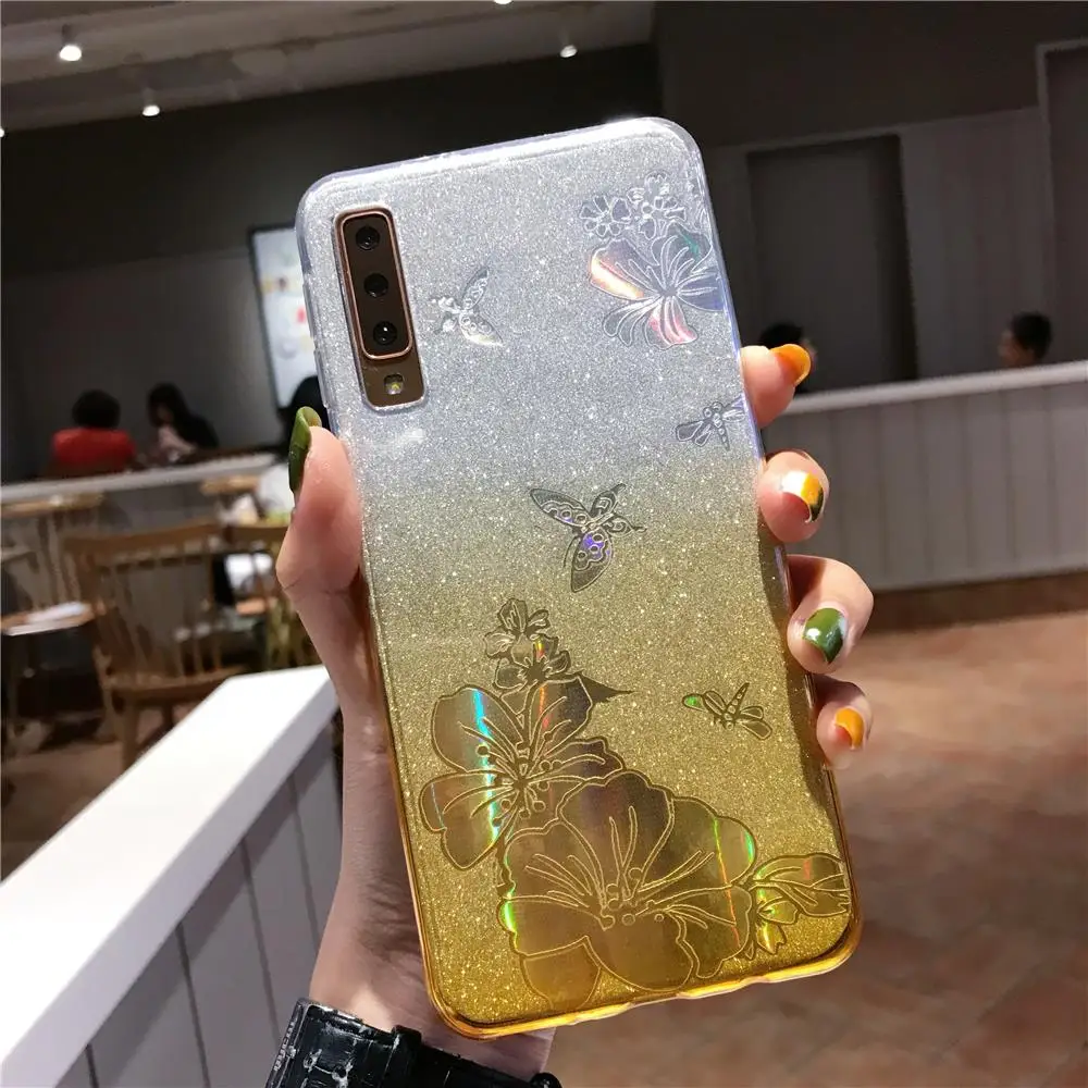 Gradient Buterfly Flower Glitter TPU Case For Sony Xperia XZ4 XZ3 XZ2 XZ1 XZ X Z5 XA3 Ultra XA2 XA1 XA Cover Soft Phone Cases |