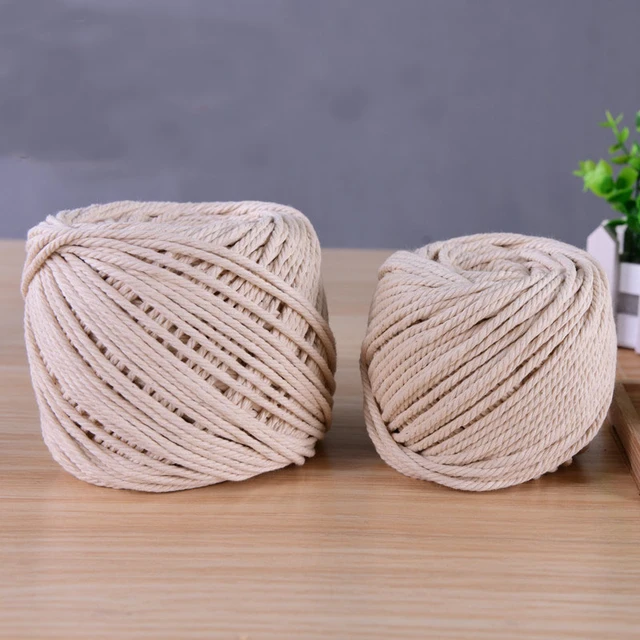 3mm 4mm 5mm 6mm Macrame Twisted String Cotton Cord For Handmade Natural  Beige Cords DIY Home