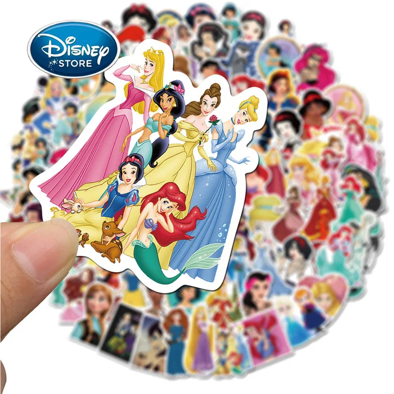 

100 Pieces/Set Not Repeating Disney Princess Sticker Cartoon Belle Ariel Elsa Graffiti Waterproof Laptop Skateboard Stickers