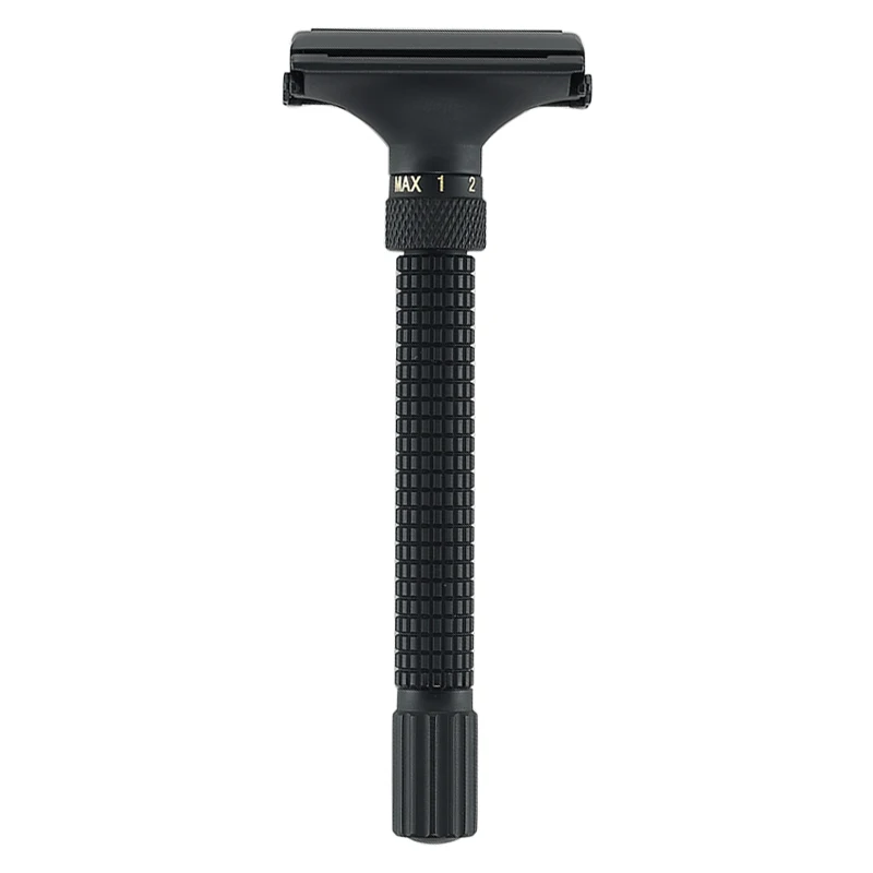 Cena Nowy 7 plików regulowany motyl otwarta golarka męska maszynka do golenia na żyletki o dwóch ostrzach Matte BLACK Classic Razors