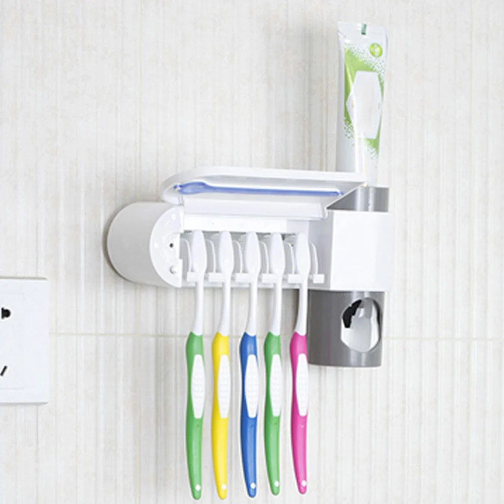 

UV Sterilization Toothbrush Holder with Automatic Toothpaste Dispenser Wall Mounted Device TP899