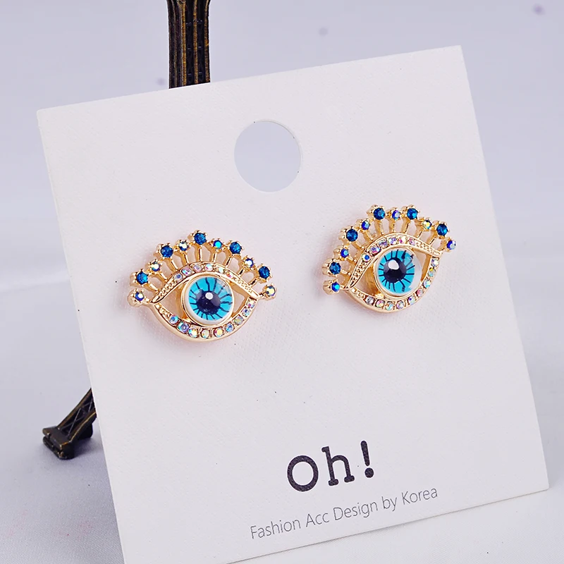 

Gold Color Evil Eyes Stud Earrings Crystal Indian Jewelry For Women Fashion Jewelry Wholesale Free Shipping