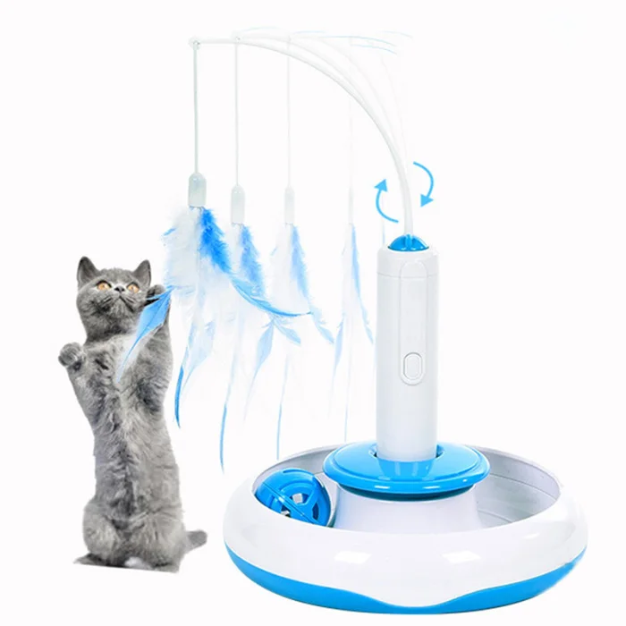 Pet Cat электрические игрушки интерактивный тизер игрушечная кошка вращающаяся Забавные игрушки из перьев товары для домашних животных JS23