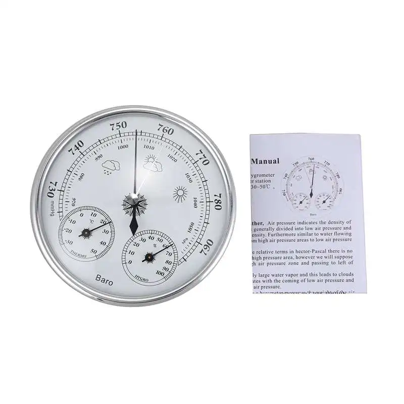 HOT-Wall Mounted Household Thermometer Hygrometer High Accuracy Pressure Gauge Air Weather Instrument Barometer