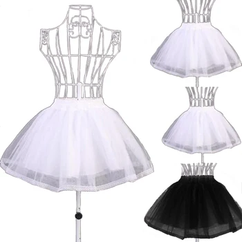 

Lady Single Layer Lace Fancy Petticoat Mini Tulle A Line Wedding Skirt White Black Princess New Cute Prom Underskirt
