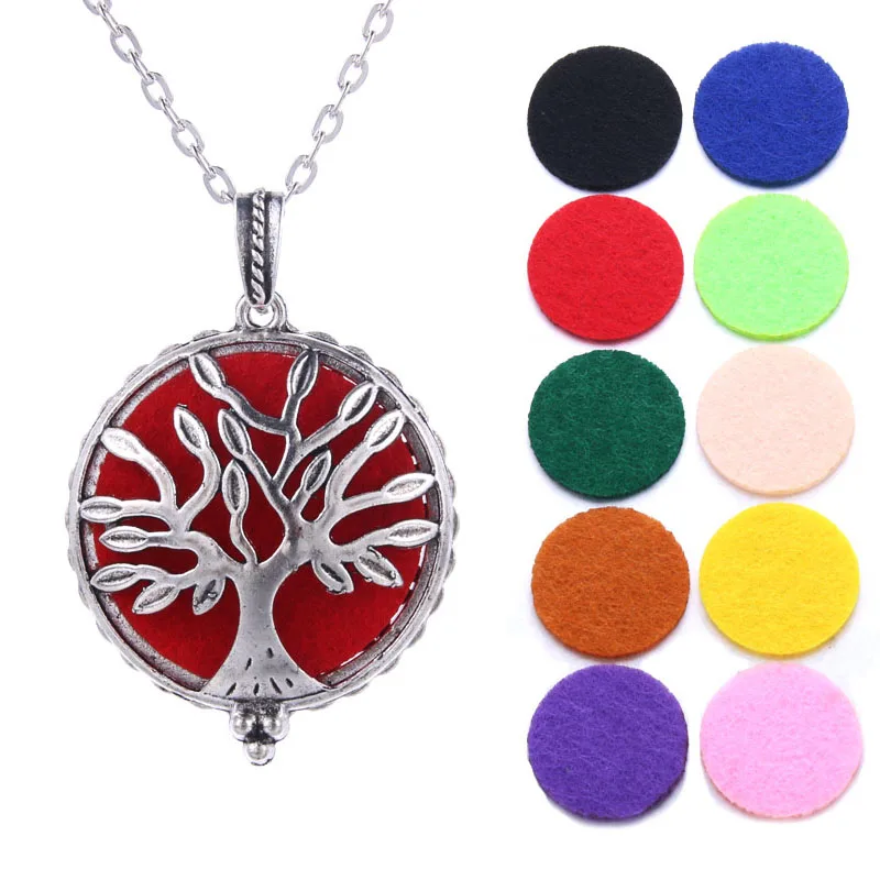 Vintage Style Tree of Life Fragrant Diffuser Aromatherapy Necklace 27.5" Chain 