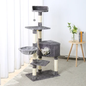 Fast Delivery Cat Tree Condos House Scratching Posts Tower Multi Level Climbing Tree Cat Toys Protecting.jpg