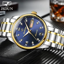

JSDUN Fashion New Business Men's Blue Dial Watches Mechanical Classic Automatic Watch Waterproof Clock Relogio Masculino 8763