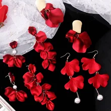 Богемные модные красные полимерные акриловые серьги для женщин трендовые в форме листа, в стиле бохо длинные серьги в виде цветка вечерние свадебные Ювелирные изделия Подарки