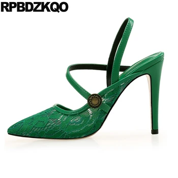 

lace 8cm super kitten 12 44 pointed toe pumps mesh 10 42 wine red plus size green ladies dress shoes slingback high heels low